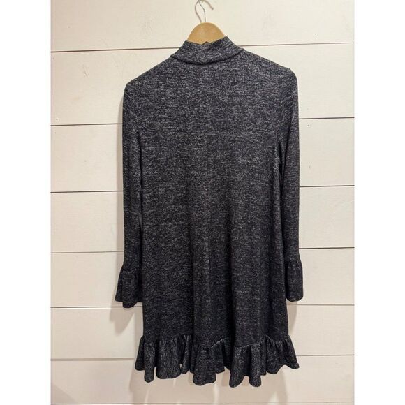 Philosophy Knit Dress Medium Heathered Black Ruffle Mock Neck - Picture 7 of 8